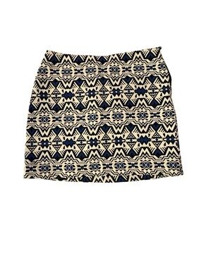 H&M Navy and Cream Aztec Print Mini Skirt